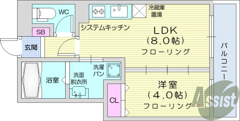 1LDK、独立洗面台、追い焚き、浴室乾燥機