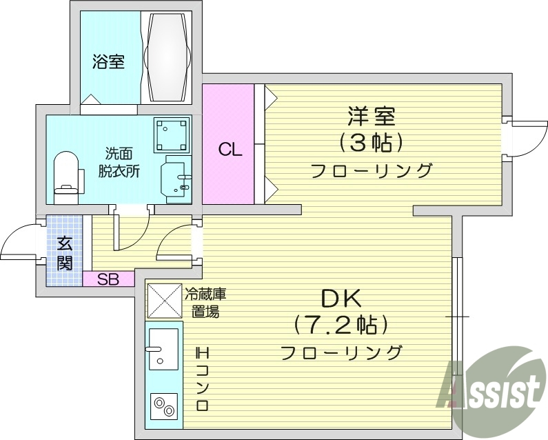 1DK 追い炊き機能 シャワー付き洗面化粧台 ネット無料