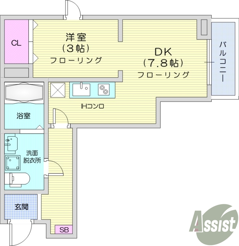 1DK 追い炊き機能 シャワー付き洗面化粧台 ネット無料