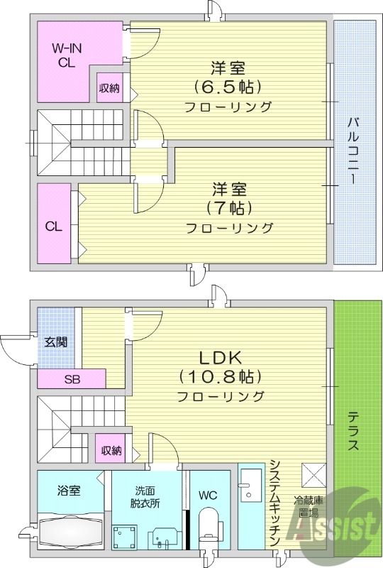 ２LDK、温水洗浄便座、追い焚き機能、モニタ付きインターホン