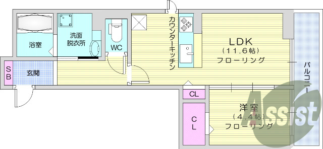 １LDK、システムキッチン、追焚機能、浴室乾燥機、