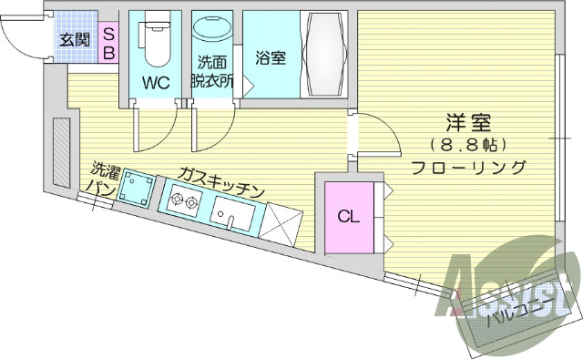 １K、エアコン、追い焚き機能、バストイレ別