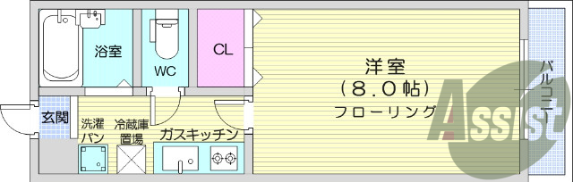 1K、エアコン、バストイレ別、ネット無料