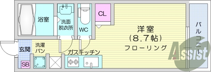 １K、浴室乾燥機、室内洗濯機置き場、ネット無料