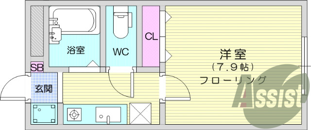 1K、エアコン、室内洗濯機置き場、トイレ浴室別、収納