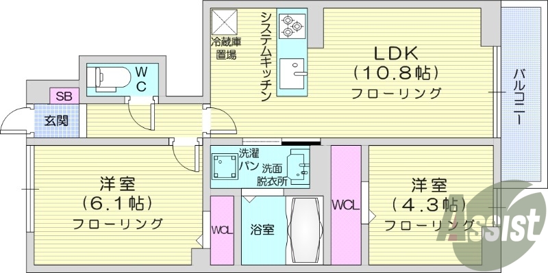 ２LDK、インターネット無料、エアコン、