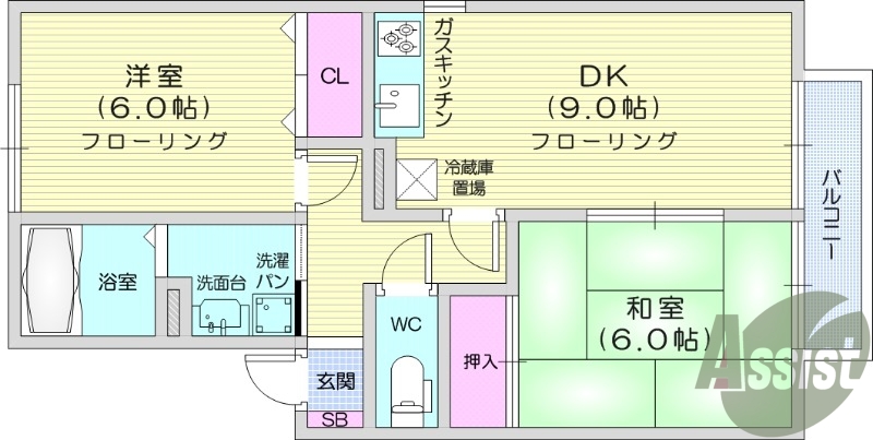 2DK、温水洗浄便座、追焚機能付給湯、TVインターホン