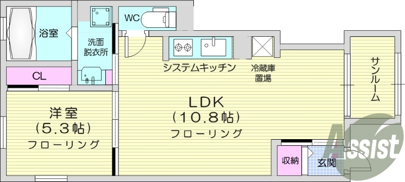 1LDK、エアコン、バストイレ別室、シューズボックス