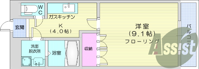 １K、追い焚き機能、独立洗面台、エアコン、追い焚き