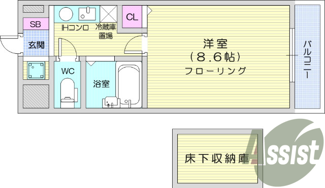 １K、無料Wi－Fi、B・T別、エアコン、床下収納