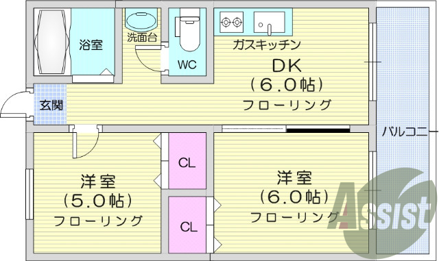 2DK、ペット飼育可能、インターネット無料。