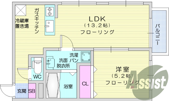 1LDK、ペット飼育可能、カウンターキッチン、独立洗面台