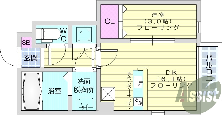 １DK、ネット無料、エアコン、収納、追い焚き
