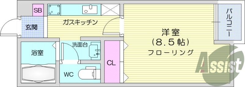 １K、ペット相談可、エアコン、IHコンロ、バルコニー