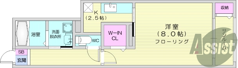 1K、ホームセキュリティ、インターネット無料、宅配BOXあり