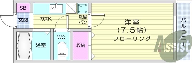 1K、エアコン、温水洗浄便座、モニター付きインターホン