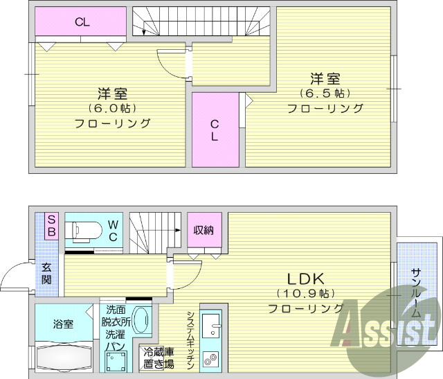 2LDK、南向き、陽当り良好、インターネット無料、サンルーム
