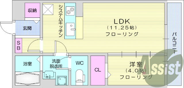 1LDK、バス、トイレ別、浴室乾燥機、追い焚き機能