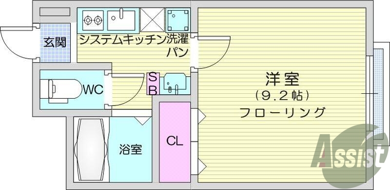 1K、エアコン、室内洗濯機置場、トイレ浴室別、クローゼット