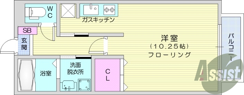 1R、エアコン、B.T別、温水洗浄便座、洗面所独立