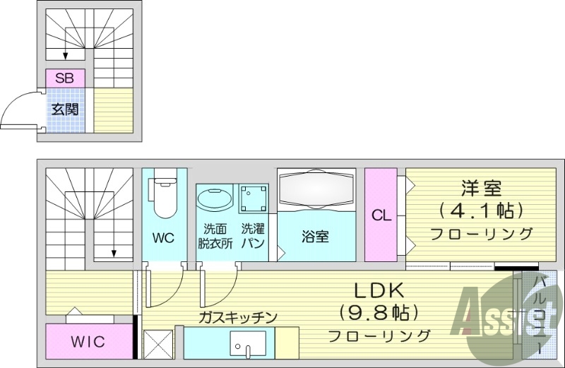 1LDK、エアコン、ネット無料、追い炊き機能