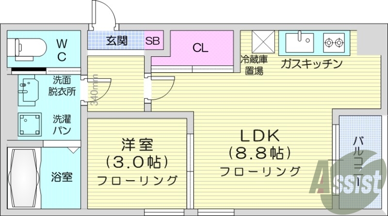 1LDK 追い焚き機能 浴室乾燥機 インターネット無料