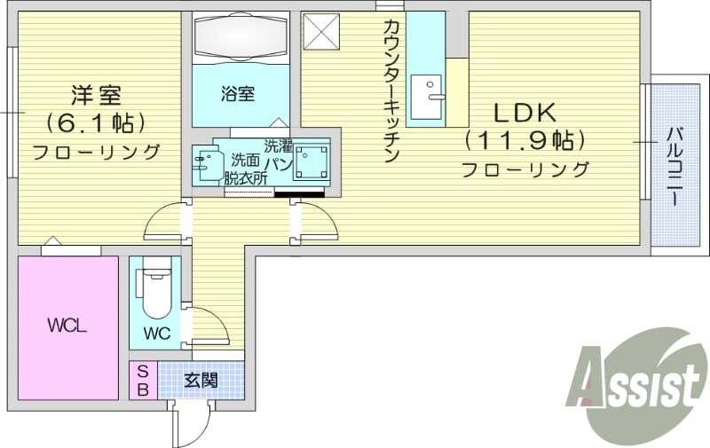 １LDK、エアコン2台、浴室乾燥機、モニターホン