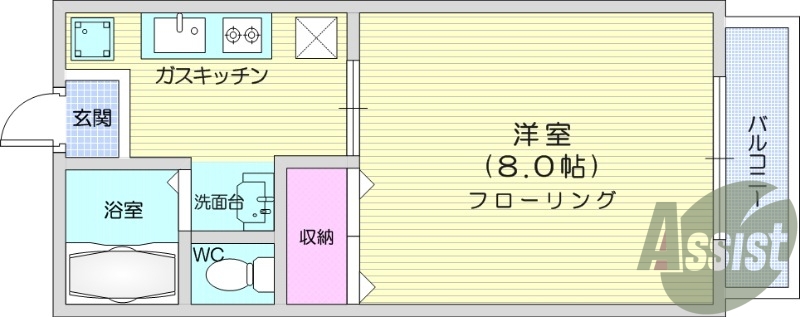 １K、ロフト、独立洗面台、エアコン、システムキッチン