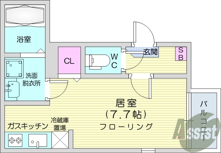 1R、オートロック、浴室乾燥機、エアコン、ネット無料、収納
