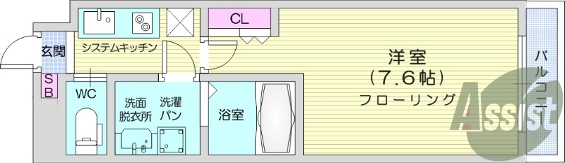 １K、独立洗面台、浴室乾燥機、IHクッキングヒーター