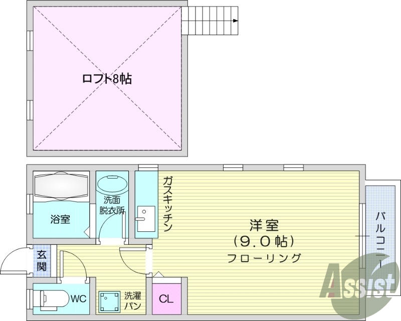 1Ｒ、角部屋、最上階、システムキッチン、エアコン