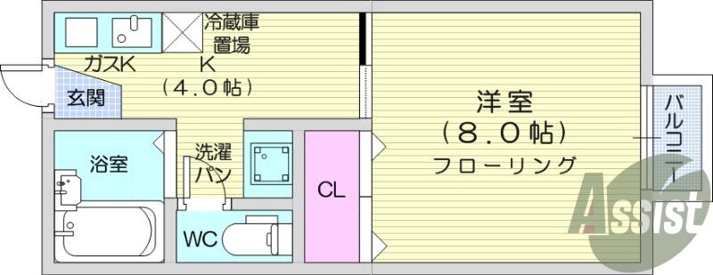 1K、エアコン、BT別、カメラ付きインターホン