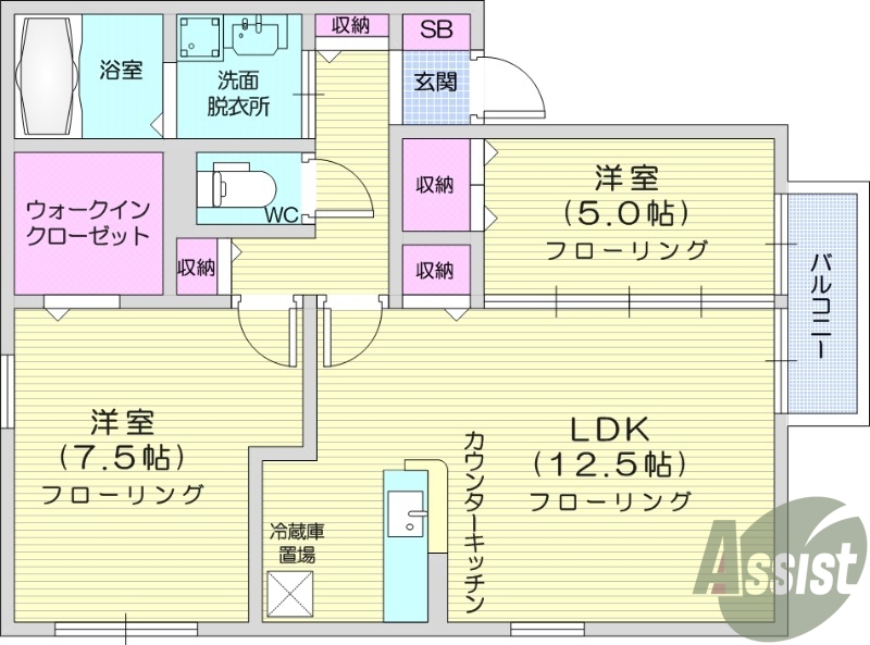 2LDK、エアコン「、温水洗浄便座、TVインターホン。