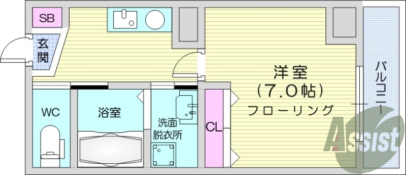 1K、防犯カメラ、モニター付きインターホン、オートロック