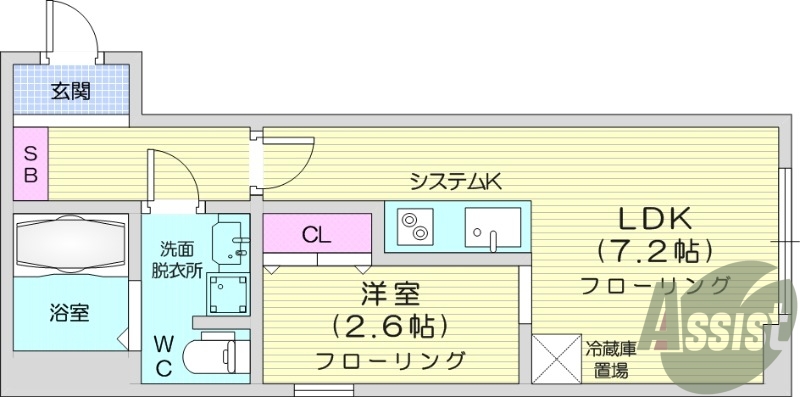 1LDK、ネット無料、追い焚き機能、収納、システムキッチン