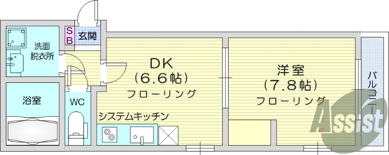 1DK、南向き、追い焚き給湯、バルコニー、ペット相談