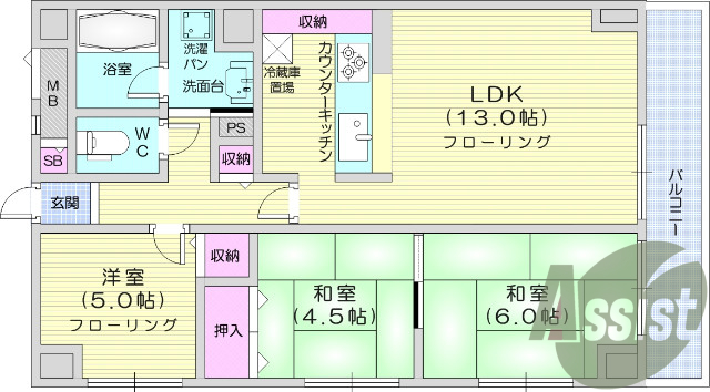 2LDK、日当たり良好、ペット飼育可、追い焚き、バストイレ別