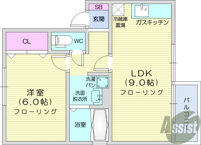 １LDK、モニター付きインターホン、バストイレ別