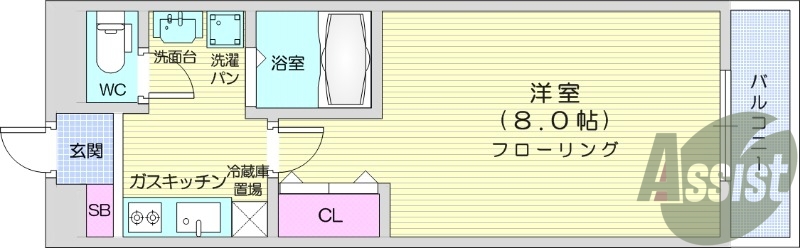 フローリング、バルコニー、風呂トイレ別。