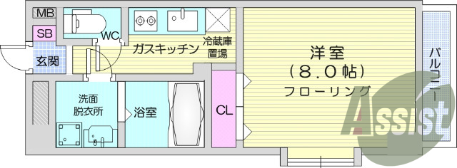 1Ｋ、エアコン、システムキッチン、バストイレ別