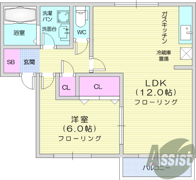 1LDK、エアコン、バストイレ別、シャンプードレッサー