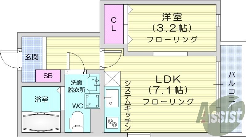 1LDK、ネット無料、追い焚き機能、収納、システムキッチン