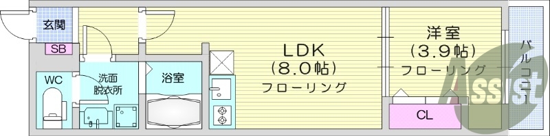 1LDK、エアコン、室内洗濯機置場、トイレ浴室別、収納