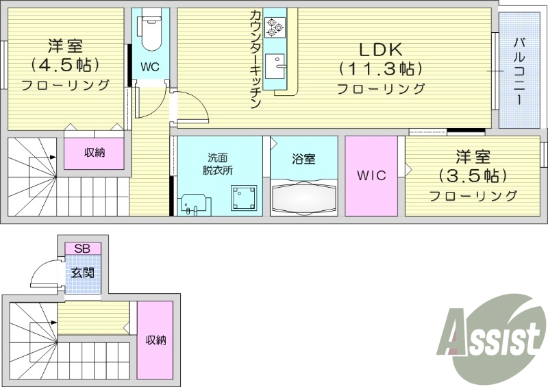 ２LDK、エアコン、追い炊き機能、浴室乾燥機