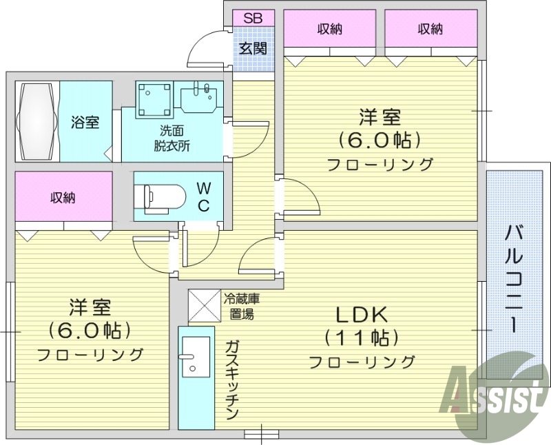2LDK、追い焚き機能、物置、エアコン設置済み