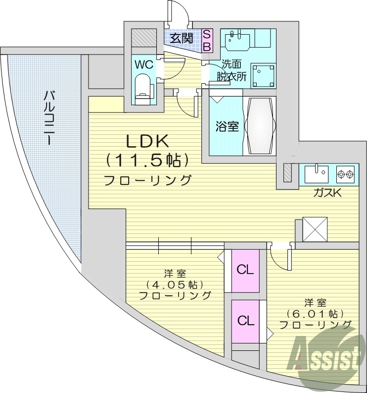 2LDK、ウォシュレット、浴室乾燥、カメラ付きインターホン