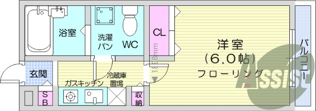１K、エアコン、南向き、IH調理器具、収納、洗濯機置き場