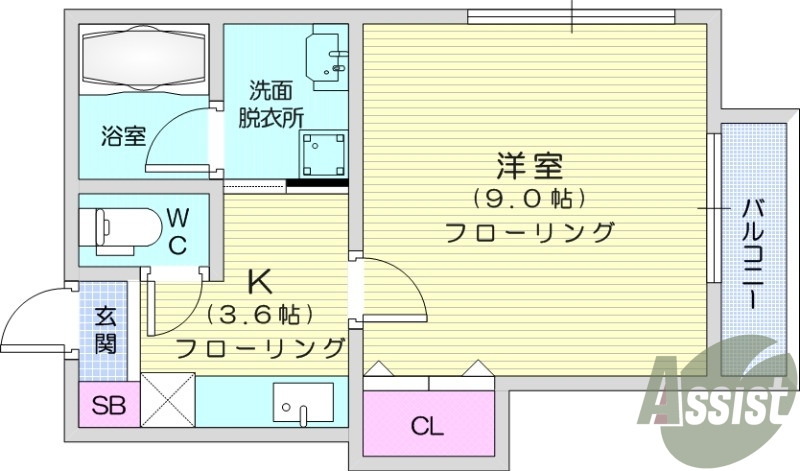 1K、2階、南向き、モニター付きインターフォン、バストイレ別