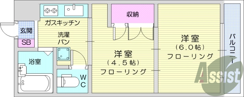 2K、カメラ付きインターフォン、エレベーター、バストイレ別