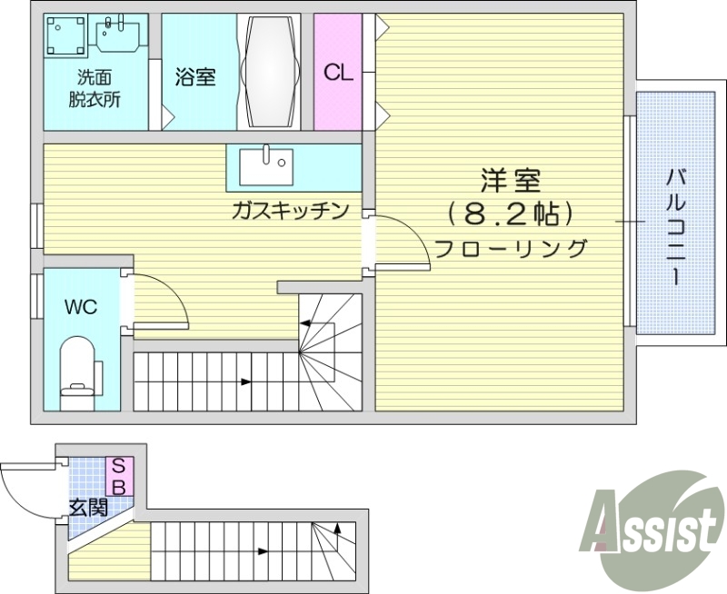 1LDK、独立洗面台、浴室乾燥、追い焚き、ペアガラス